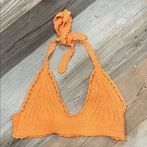 American Eagle Outfitters Orange Crochet Crop Top